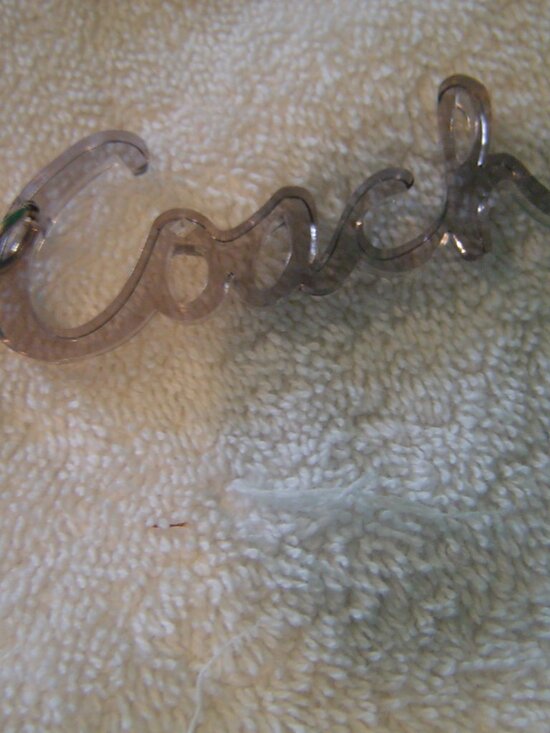 AUTHENTIC COACH COACH ACRYLIC SCRIPT HANG TAGS 1 PINK/1SMOKE EUC - Picture 7 of 10